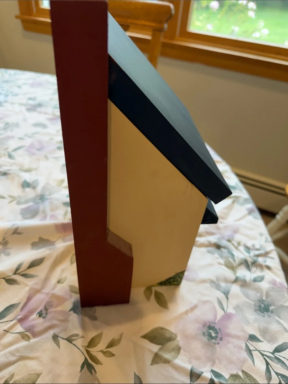 Hand-Painted Country Quilt Shop wooden box/ mailbox- Navy & Cream